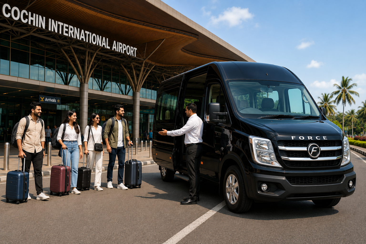 Force Urbania for Rent Kochi and Force Urbania Rental in Kochi for airport pickup at Cochin International Airport